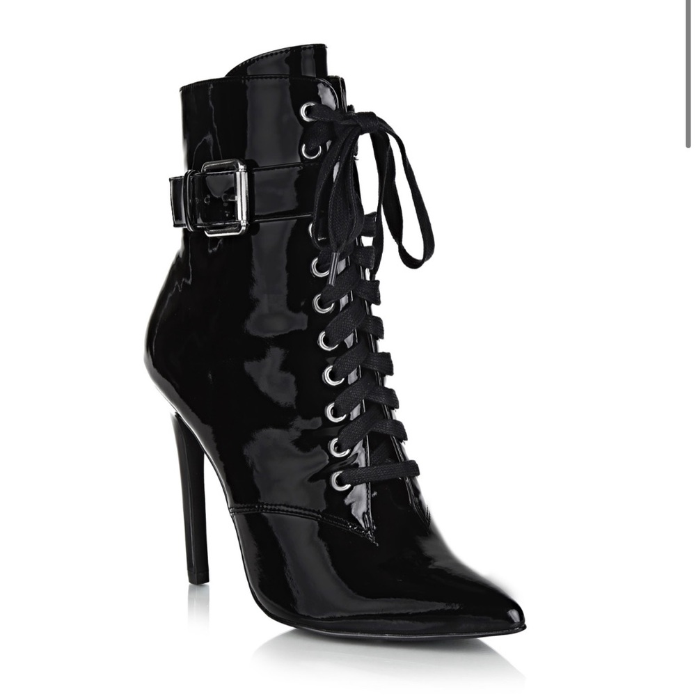 Danielle Guizio Patent Lace Up Boots